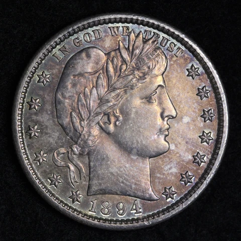 1894-S Barber Quarter CHOICE BU Outstanding Color & Luster Super PQ!! E728 XNLL Cover