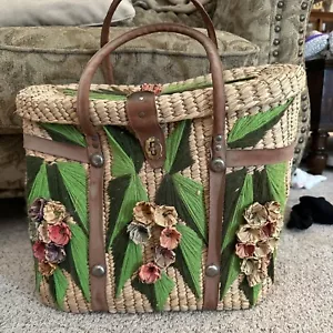 Vintage Handmade 3D Straw Large Tote Woven Bag Purse Cottage Core Beach - Picture 1 of 14
