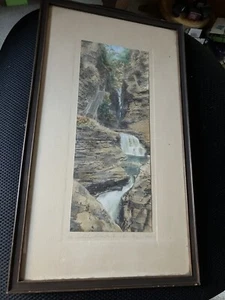 1900’s Lg. HARRIS Colored Photo MINNEHAHA FALLS WATKINS GLEN N.Y. Nutting Art - Picture 1 of 5