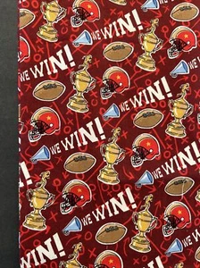 Red Sports Fabric - Football Win! Red Jo-Ann Fabrics 1 and 2/3 YARD piece - Picture 1 of 3