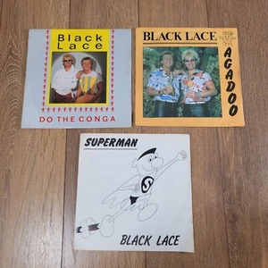 3 Black Lace 7" LP Vinyl Singles, Records - Superman, Agadoo, Do The Conga - Picture 1 of 4