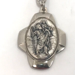Religious Cross Shaped Saint Christopher Spiritual Medal Keychain- Italy - Picture 1 of 5