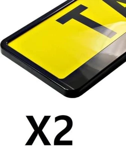 2x Number Plate Black Front Rear Surround Registration Holder Frame Car Van Trim - Picture 1 of 7