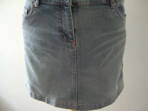 Reduced Used Red Herring Light Blue Bleach/Distressed Denim Mini Skirt Size 10 - Picture 1 of 8