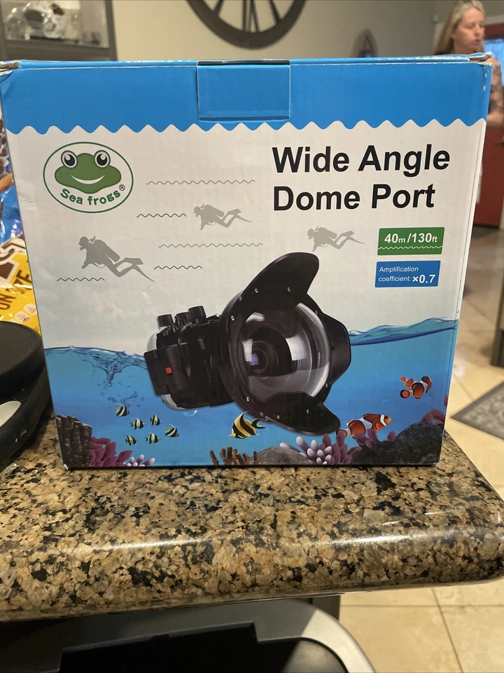 Lente ojo de pez Seafrogs WA-005-A 6" gran angular puerto domo seco para Canon Nikon 130 ft Foto 1 de 4