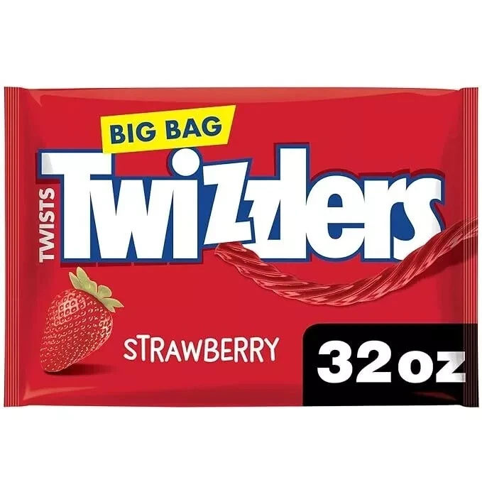 Twizzlers Twists Strawberry Flavored Licorice Style Low Fat Candy Big Bag 32 oz