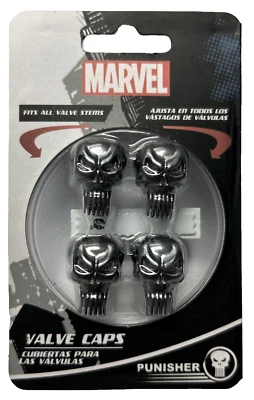 Marvel Punisher Car Wheel Tire Valve Caps Fits All Stems Truck SUV Mini van Bike - Image 1 of 2