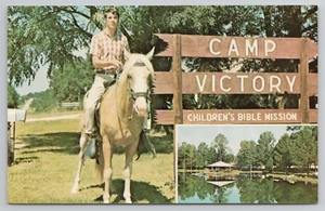 Florala AL Camp Victory Children's Bible Mission Postcard Young Man on Horse - Picture 1 of 4
