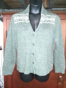 Woolrich Womens Sweater Spruce Heather button up Shawl Neck Size Large - Picture 1 of 8
