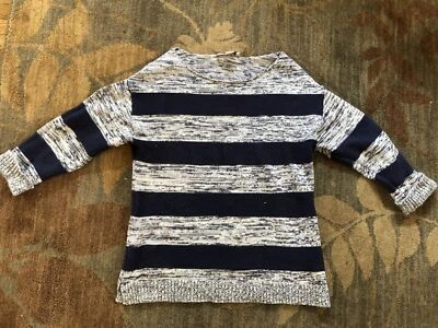 Coldwater Creek Women's White/Blue Striped Long Sleeve Pullover Sweater Size XS - Imagem 1 de 3