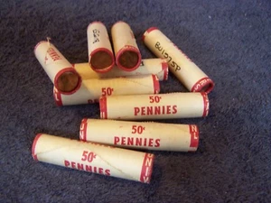 1975 **Original Bank Wrapped ** Uncirculated Lincoln Cent Roll - OBW Penny's - Picture 1 of 2