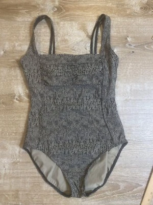Calvin Klein Swimsuit Women 6 Animal Print black Tan One Piece Pleated Front EUC - Image 1 of 4
