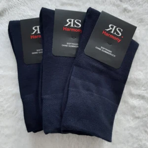 3 Paar Herren Socken ohne Gummi extra bequemer Softrand dunkel blau 39 bis 46 - Bild 1 von 4