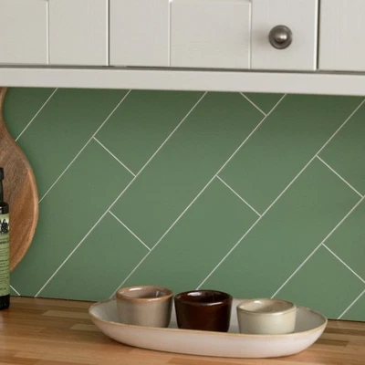 WallPops Luxury Self Adhesive Vinyl Wall Tiles SUBWAY GREEN - Image 1 of 4