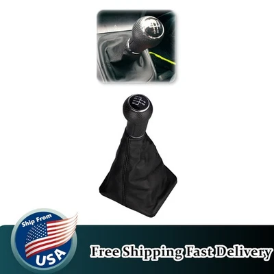 5 Speed Gear Shift Knob Black With Boot Manual For 2002-2012 VW Volkswagen Jetta - Image 1 of 4