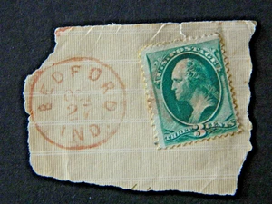 US SC# 184 WASHINGTON 3c VERDE SU PEZZO BEDFORD IND. - Foto 1 di 1