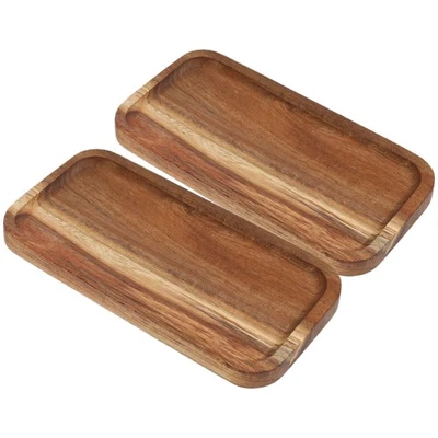  2 Pcs Serviertablett Mit Henkel Servierplatte Holz Servierschale - Bild 1 von 4