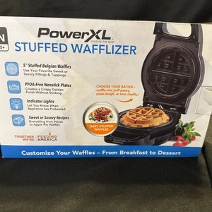 Power XL Stuffed Belgian Wafflizer Iron, Non Stick Plates, Black Waffle Maker - Picture 1 of 4