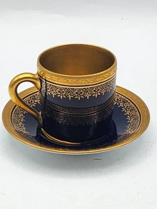 LimogesCobalt & Gold Demitasse Cup & Saucer - Picture 1 of 8