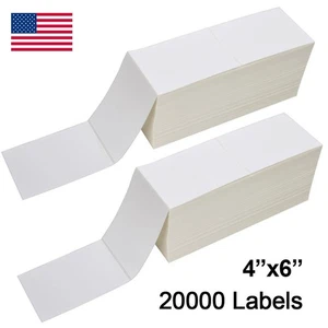 20000 4x6 Fanfold Direct Thermal Shipping Labels Barcode For Zebra Rollo Printer - Picture 1 of 4