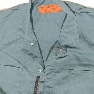 Coveralls Red Kap Mens 48 Reg Green Twill Workwear Cotton Blend Mechanic Utility - Picture 1 of 10