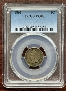 1862 Indian Head Cent PCGS VG08 Civil War Date - Picture 1 of 2
