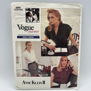 Vintage 1988 Vogue Karriere Anne Klein II Schnittmuster 2069 Bluse Größe 12 14 16 - Bild 1 von 6