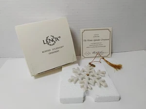 Lenox Winter Splendor Iridescent Snowflake Ornament Ivory & 24K Gold - Picture 1 of 6