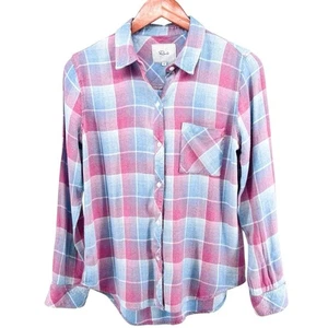 Rails Hunter kariertes Hemd Button Down Hemd Gr. S Laguna Rose blau rosa Viskose weich - Bild 1 von 16