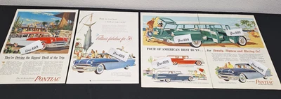 3 Vintage 1956 PONTIAC ADS Original Print Ad Literature Station Wagon - Image 1 of 4
