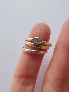 Anello impilabile con zirconi in argento sterling, misura Q R99 - Foto 1 di 3