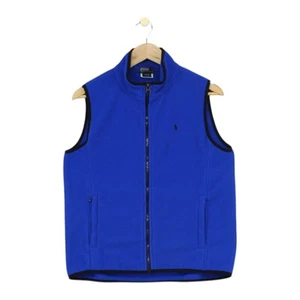 Ralph Lauren Fleeve Vest Jacket Boys Size L Blue Full Zip Retro - Picture 1 of 15