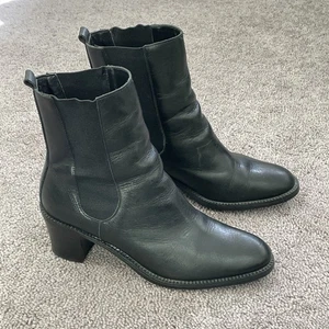 VINTAGE DAMEN SCHWARZE LEDER STIEFELETTEN GRÖSSE 7 - Bild 1 von 22