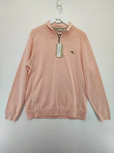 Tommy Bahama Men's Tobago Bay Half-Zip Malibu Peach Sweatshirt Size M - Picture 1 of 10