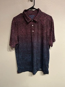 Camisa polo de golf Chubbies para hombre mediana azul neón rosa estampado de leopardo - Imagen 1 de 8