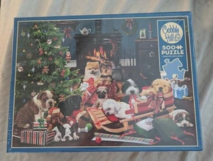 🐶❄️ Cobble Hill Christmas Puppies 500 Piece Jigsaw Puzzle By Bob Giordano - Picture 1 of 3