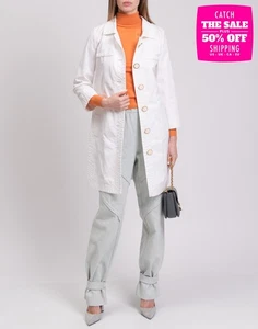 RRP€300 DAKS Top Coat UK8 US4 IT40 S White Collared Made in Italy - Imagen 1 de 8