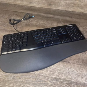 MICROSOFT Wired Ergonomic Keyboard Model 1878 USB 2.0 Black LXM-00001 *Tested* - Picture 1 of 7