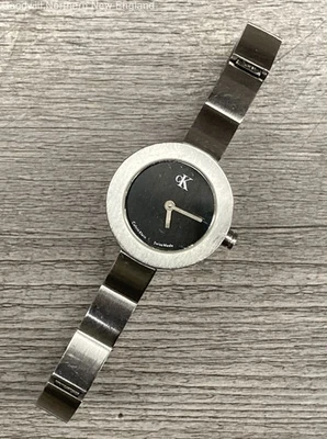 Calvin Klein K6121 Silver Tone Metal Band w. Black Dial Women's Watch - Image 1 of 4