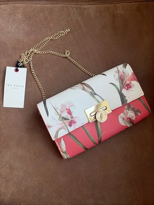 BOLSO CLUTCH BANDOLERA TED BAKER PARISA ESTAMPADO FLORAL Acentos Dorados Nuevo con Etiquetas Foto 1 de 4