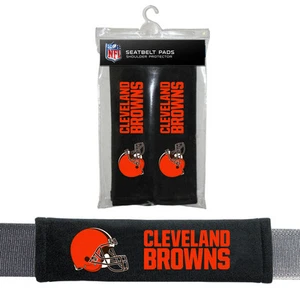 NFL Cleveland Browns Seat Belt Pads Velour Pair by Fremont Die - Picture 1 of 3