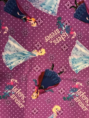Frozen Cotton Fabric Sisters Forever Purple Remnant 34" x 43"  - Image 1 of 2