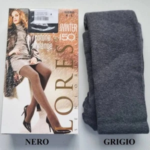 Lores winter women's cotton melange warm solid stylish opaque tights 150 Den - Picture 1 of 18