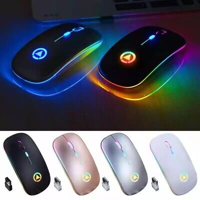 2.4GHz Wireless Optical Mouse USB Rechargeable RGB Cordless Mice For PC Laptop • 7.85$