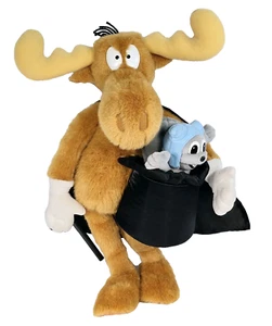 Rocky The Flying Squirrel & Bullwinkle Moose Plush Doll 19.5" Talking Magician - Picture 1 of 6