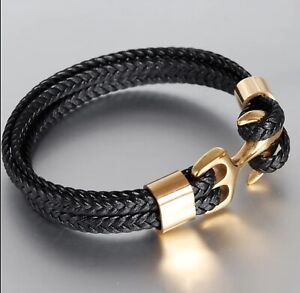 Men's Leather Bracelet Nautical Theme