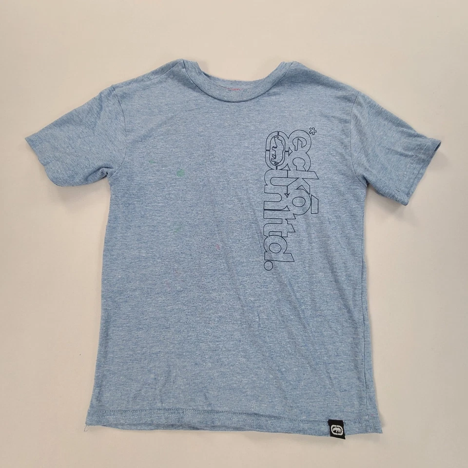 Рубашка Ecko Unltd для мальчиков размер 7 синяя с надписью спортивная повседневная для активного отдыха молодежная детская - Изображение 1 из 4