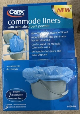 NEW, Commode Liners W/Absorbent Pwdr, Holds 2 Quarts Liq, 1 PK OF 7 #T22724-104 - Image 1 of 2