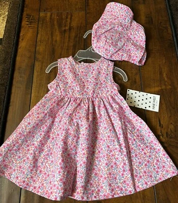 Vestido Floral Nine West Bebé Niñas Con Sombrero A Juego Talla 3-6M Nuevo Con Etiquetas Foto 1 de 4