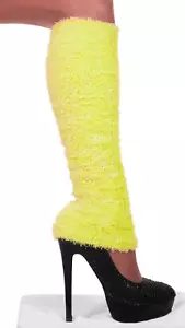 Beinstulpen Plüsch neon-gelb Beinwärmer Karnevalkostüm Faschingkostüm - Bild 1 von 1